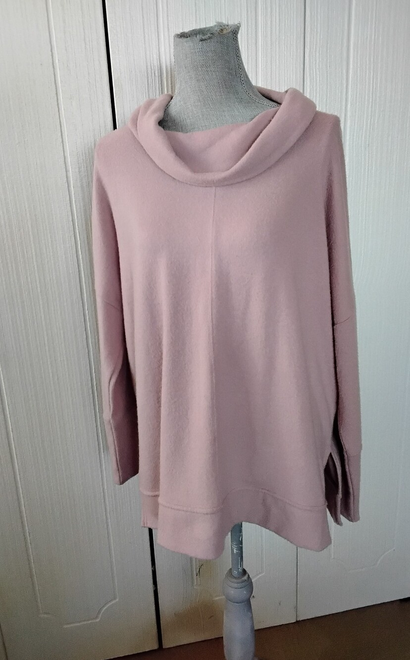 CASLON Soft Pink Cowl Neck Sweater With Long Sleeves.  Size L.
